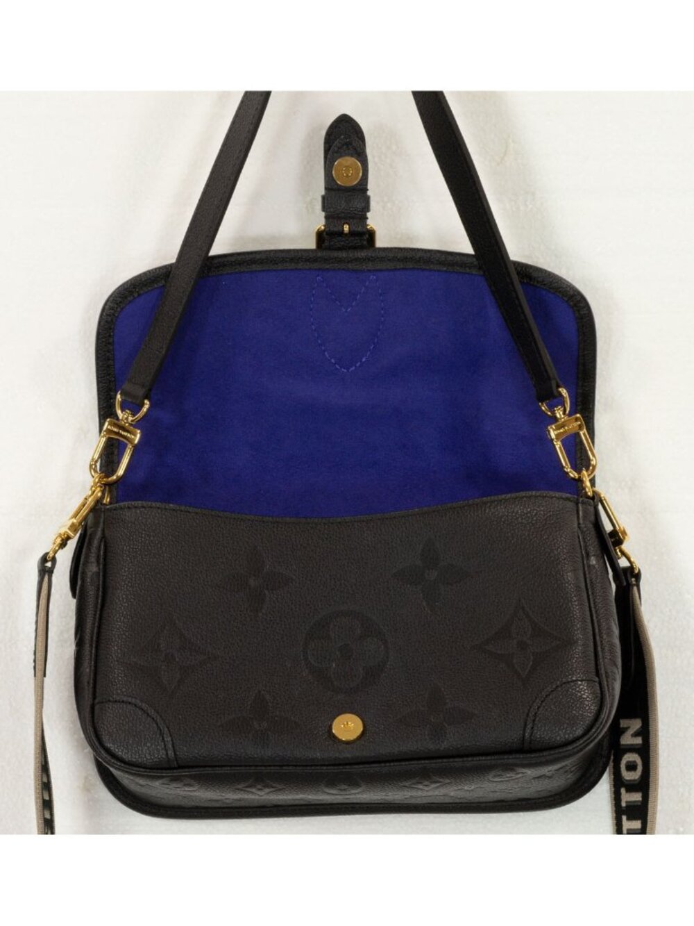 $2950 Louis Vuitton “Diane” Black Embossed Monogram Shoulder Bag w/Gold Hardware - Picture 7 of 11